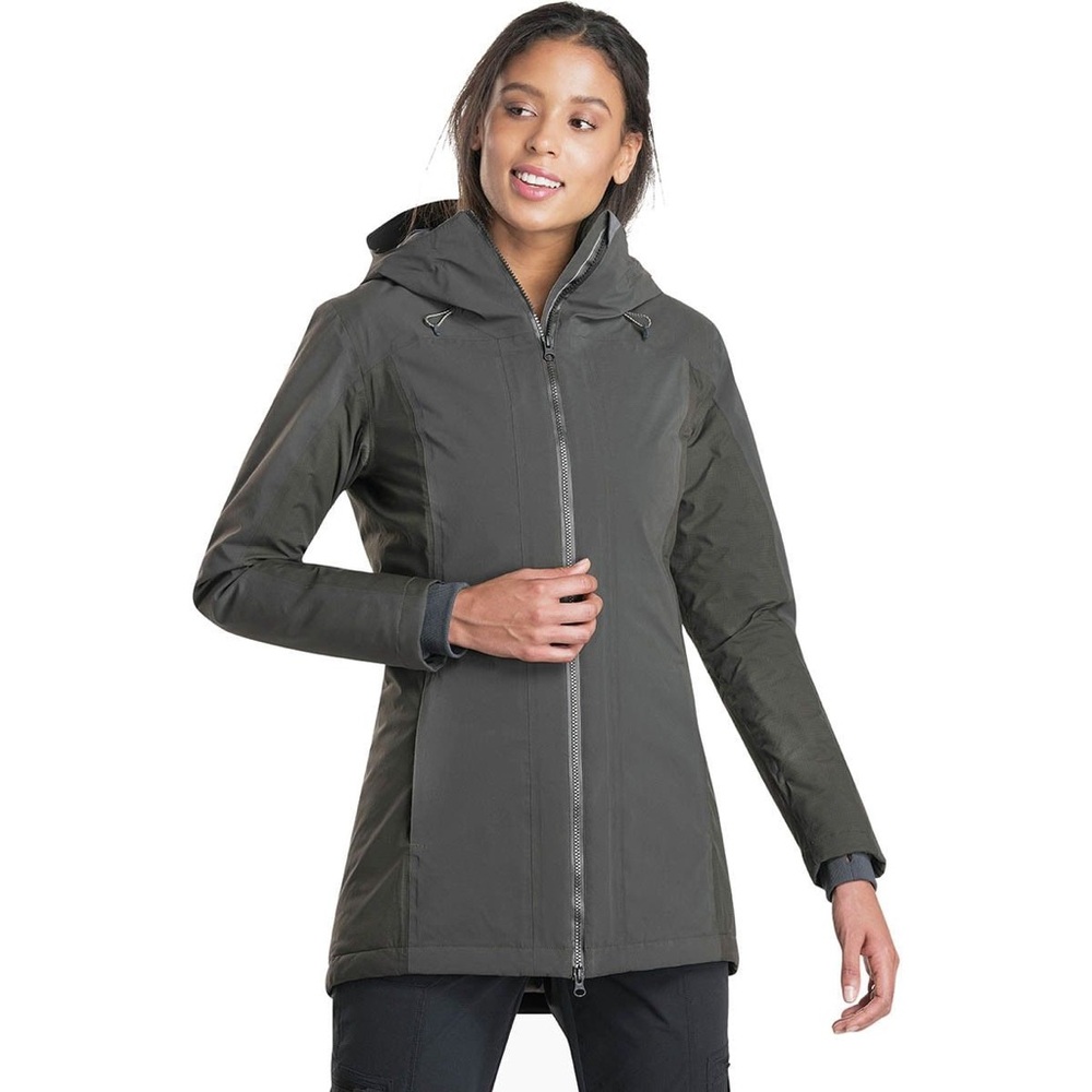 Kuhl Kopenhagen Insulated Trench Coat Jacket in Grey Moss - Women's Size S